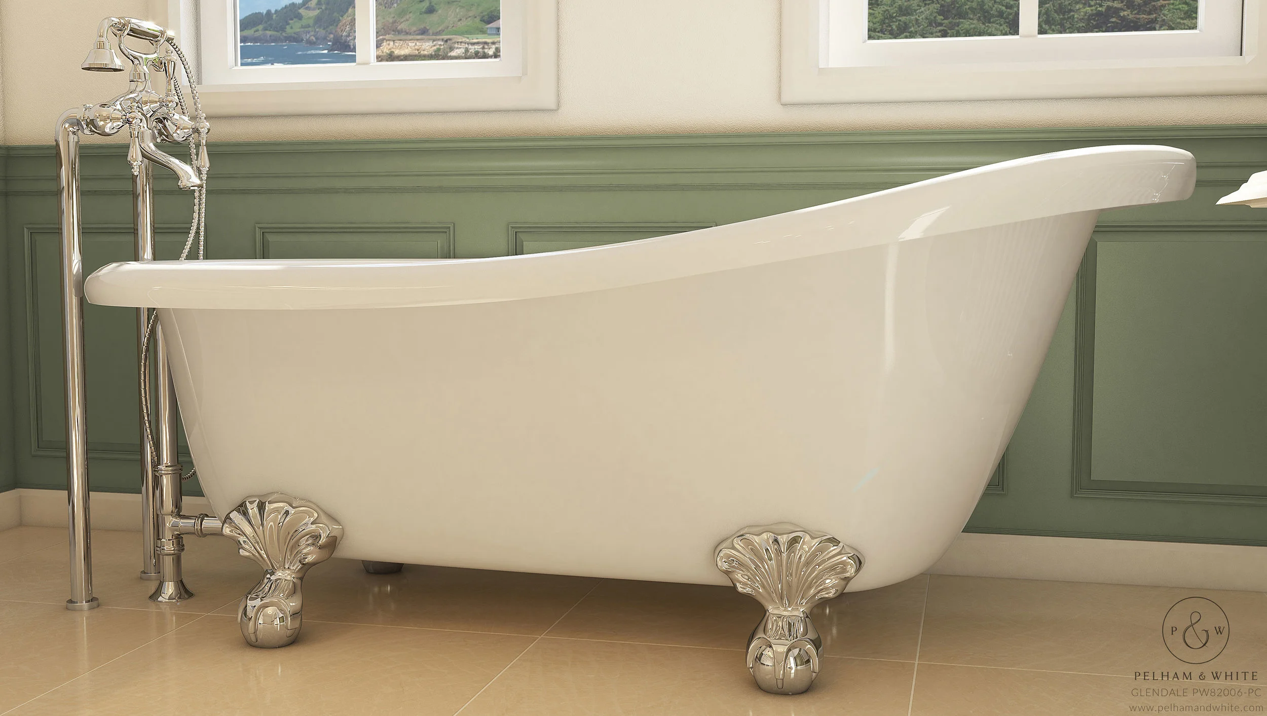 Glendale Clawfoot Chrome Pelham and White